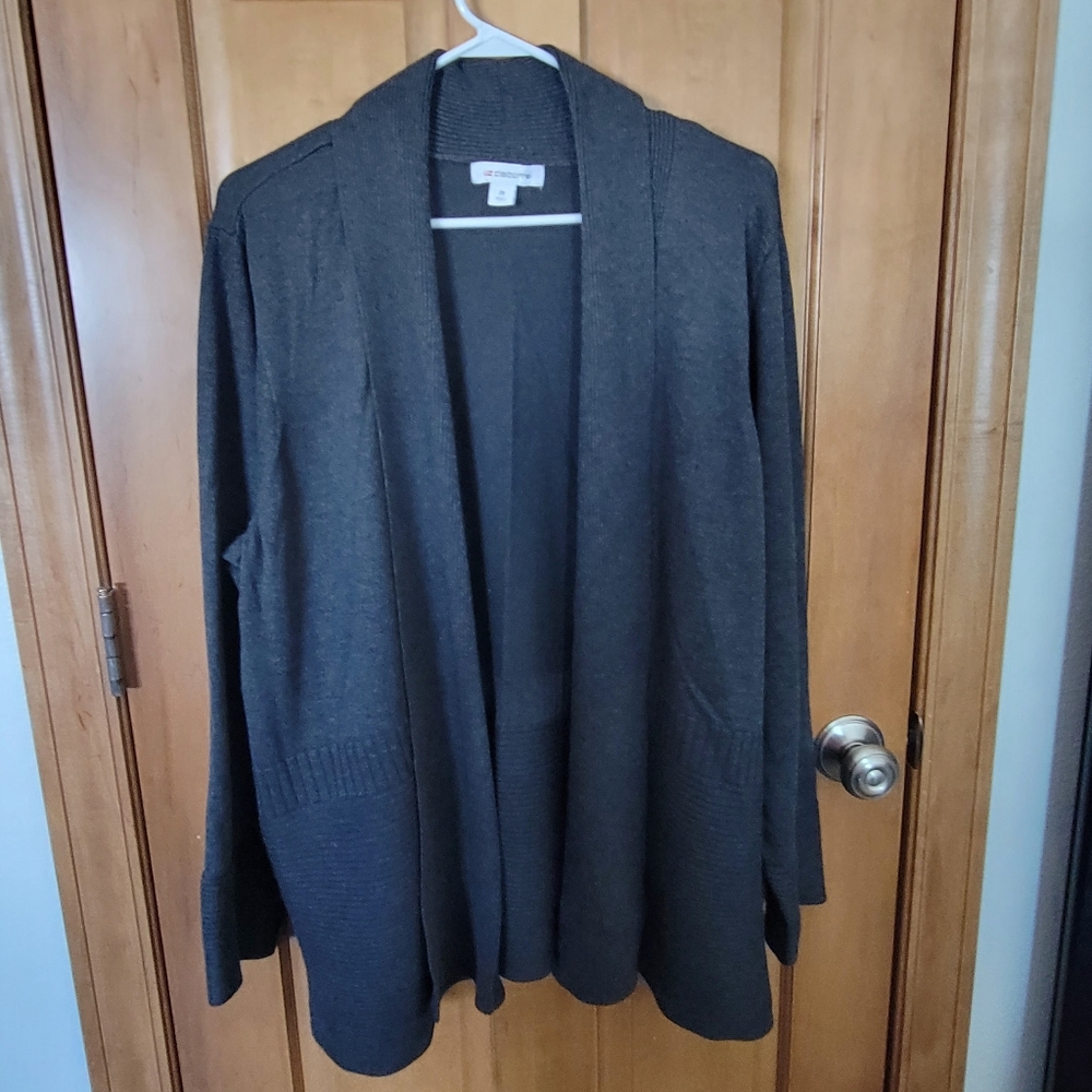 Liz Claiborne Dark Gray Open Cardigan